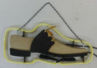 Antique Wooden,  Leather,  & Neon Shoe Trade Sign Ca.  1940 ' s 6