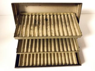 Vintage Art Deco Style 3 Layer Level Metal Cigarette Holder Box Case