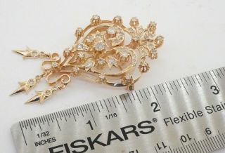 Antique heavy 14K gold 2.  0CTW diamond cluster heart brooch/pendant 3
