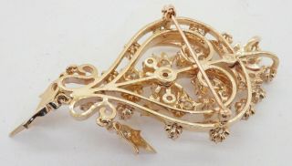 Antique heavy 14K gold 2.  0CTW diamond cluster heart brooch/pendant 4