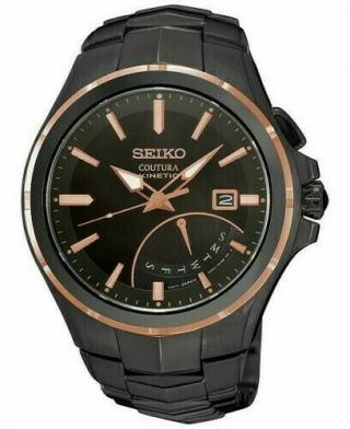 Seiko Coutura Kinetic Black Dial Ion - Plated Men 
