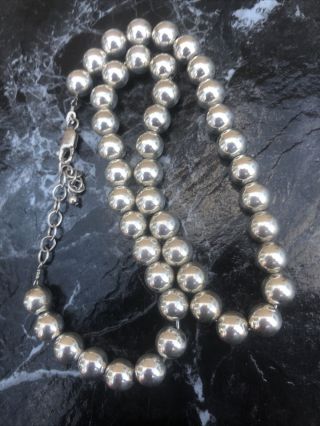 Vintage 925 Sterling Silver Bead Necklace Chocker 16 “ 22.  1 G