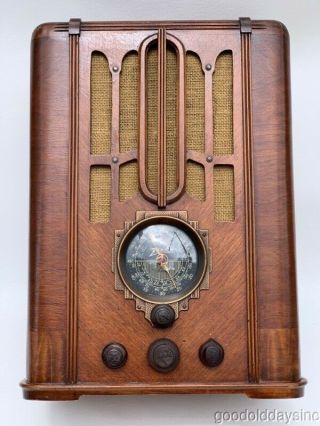 Antique 1936 Zenith 5 S 29 Tombstone Tube Radio Made In Chicago