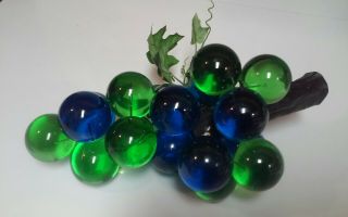 Vintage Mcm Lucite Acrylic Grape Cluster Large Blue,  Green