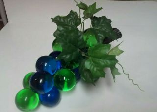 Vintage MCM Lucite Acrylic Grape Cluster Large Blue,  Green 2