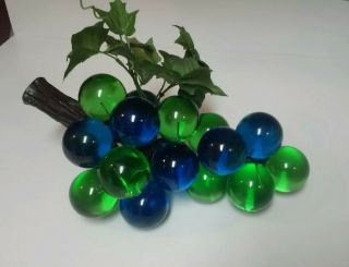 Vintage MCM Lucite Acrylic Grape Cluster Large Blue,  Green 3