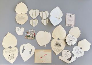 VINTAGE 15 VALENTINE ' S DAY CARDS Heart Shaped 1927 - 1930 ' s CHILDREN CARDS 3