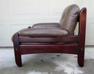 Vintage Probel Jean Gillon rosewood jacaranda wood leather lounge chair Brazil 4