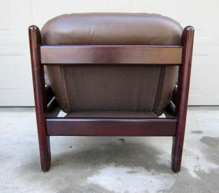 Vintage Probel Jean Gillon rosewood jacaranda wood leather lounge chair Brazil 5
