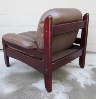 Vintage Probel Jean Gillon rosewood jacaranda wood leather lounge chair Brazil 6