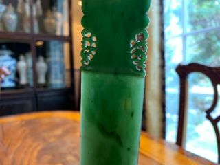 A Finely Carved Chinese Qing Dynasty Spinach Jade Page Turner. 2