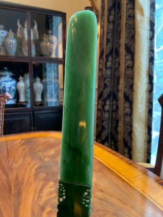 A Finely Carved Chinese Qing Dynasty Spinach Jade Page Turner. 3