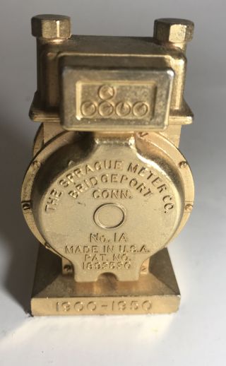 Vintage Brass Salesman Sample The Sprague Meter,  Bridgeport Conn Approx 2 3/4”