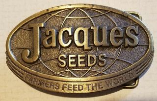 Vintage Jacques Seed Corn Company Ltd.  Edt.  1977 Gold Metal Belt Buckle / Farm