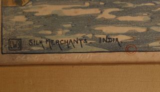 Antique Charles W.  Bartlett Silk Merchants India Woodblock Print 6