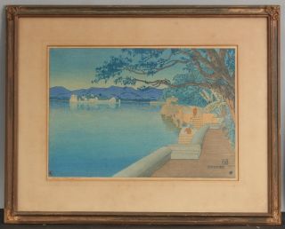 Antique 1916 Charles W.  Bartlett Udaipur India Water Palace Woodblock Print 2