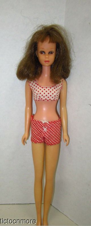 Vintage Barbie Francie Doll Brunette Straight Leg 1140 Suit No Green