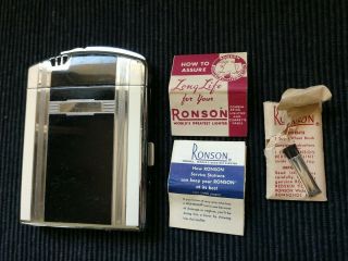 Vintage Ronson Art Deco Lighter Cigarette Case Enameled With Paperwork