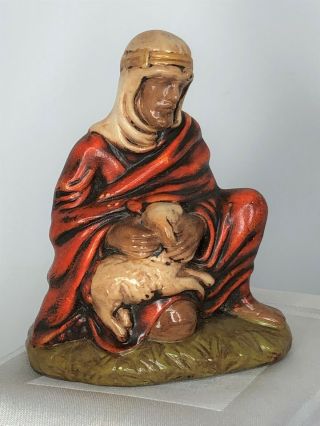 Vintage Holland Mold Shepherd Seated With Lamb Nativity Replacement Piece 1973