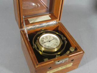 Vintage Wwii Hamilton Watch Co Ships Chronometer Model 22 Us Navy / 21 Jewel