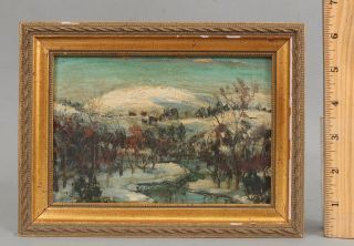Antique Walter Baum Impressionist Winter Landscape Oil Painting Bucks County Pa