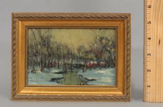 Antique Walter Baum Bucks County Pa Impressionist Winter Landscape Oil Painting