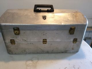 Vintage Antique My Buddy Tackle Box,  Aluminum Model No.  2006 Rl Six Tray