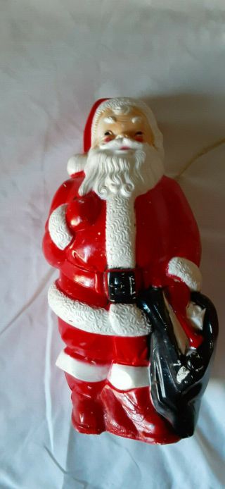 Vintage 12 " Empire Lighted Santa Blow Mold Plastic Christmas 1968 & Toy Soldier