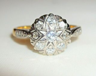 Fine Antique 18ct Gold & Platinum Diamond Ring With Star Design