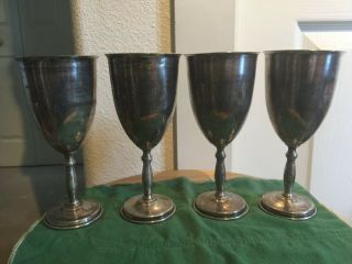 Juvento Lopez Reyes Mid Century Sterling Silver Wine Goblets Set Of 4
