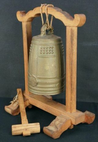 Antique Japanese Buddhist bronze bell 1950s Japanese interior craft 3