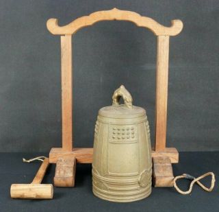 Antique Japanese Buddhist bronze bell 1950s Japanese interior craft 5