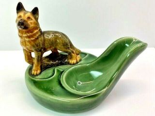 Vintage Pipe Rest Stand Wade England Dog German Shepard Ceramic Figure 3.  5 " Tall