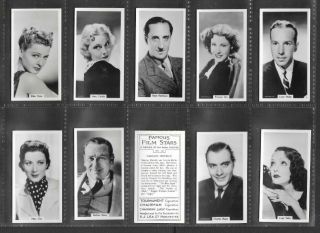 R.  J.  Lea 1939 (film Stars) Full 54 Card Set  Famous Film Stars