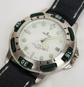 Vintage Mens Croton Quartz Sports Divers Wrist Watch -