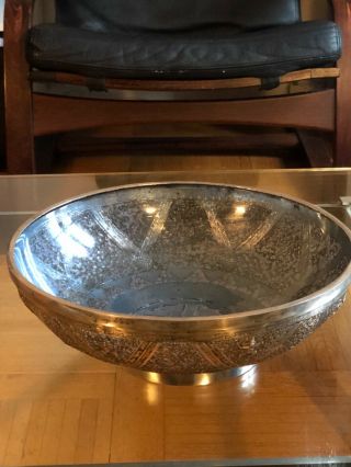Antique Chinese Export Large Pierced Sterling Silver Bowl Shanghai China 19th