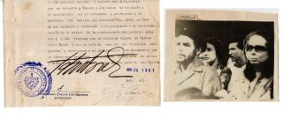 Signed Autograph By Ernesto Che Guevara Document 1961 Cuban Revolution Fidel
