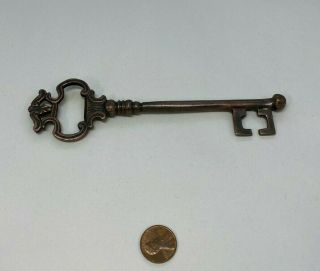 Antique Vintage Style Bronze Large Skeleton Key 6 1/4 " Long