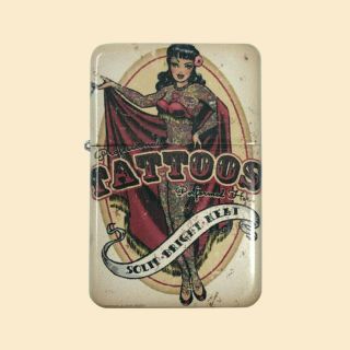 Tattoo Parlor Windproof Lighter With Tin Great Gift Fast