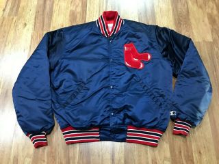 Mens Large - Vtg 80s Mlb Boston Red Sox Starter Sewn Quilted Snap Jacket Usa