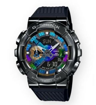 Casio G - Shock Gm110b - 1a Stainless Steel Bezel W/ Multi - Colored Painting Of Dial