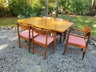 American Of Martinsville Dania Mid - Century Modern Walnut Dining Table 5 Chairs