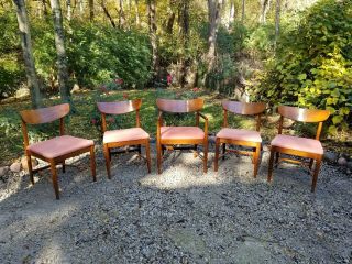 AMERICAN OF MARTINSVILLE DANIA MID - CENTURY MODERN WALNUT DINING TABLE 5 CHAIRS 3