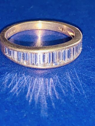 Antique 18k Solid Gold Wedding Ring With 17 Gorgeous Baguette Diamonds Size 6.  5