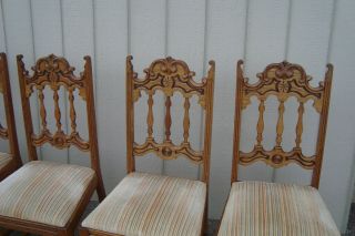 60973 Set 6 Antique Oak Dining Room Chairs 2