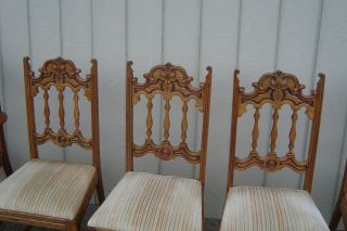 60973 Set 6 Antique Oak Dining Room Chairs 4