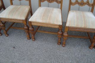 60973 Set 6 Antique Oak Dining Room Chairs 5