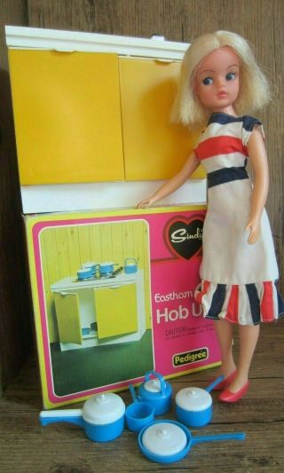 Vintage Sindy Doll,  Pedigree,  With Her Kitchen Unit,  Eastham Hob Unit