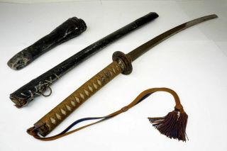 Antique Japanese Samurai L - Wakizashi Sword Katana Nihonto In Gunto Military Fit