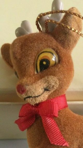 Vintage Rudolph Red Nose Reindeer Flecked Christmas Ornament